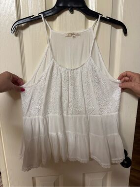 Rewind White Eyelet Peplum Camisole